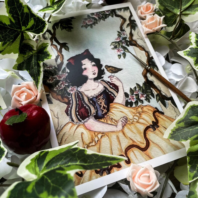 Snow White Art Print | Vintage Grimm's Fairytales-Inspired Illustration