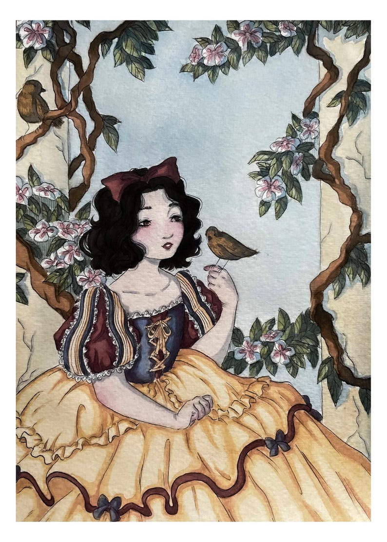 Snow White Art Print | Vintage Grimm's Fairytales-Inspired Illustration