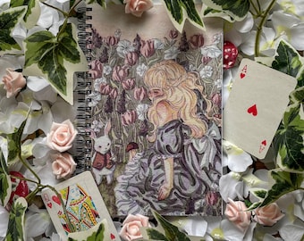 Alice in Wonderland Spiral Notebook | Fantasy Art Journal | A5