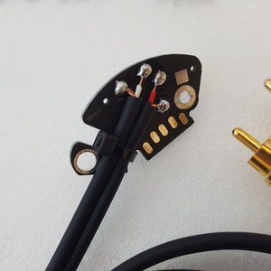 RCA-kabel voor Technics SL 1200 MK2 draaitafel gesoldeerd op zwarte print lengte 125 cm 1N afbeelding 3