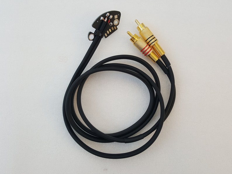 RCA-kabel voor Technics SL 1200 MK2 draaitafel gesoldeerd op zwarte print lengte 125 cm 1N afbeelding 2