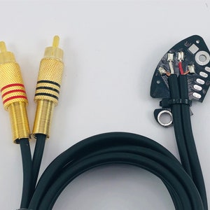RCA-kabel voor Technics SL 1200 MK2 draaitafel gesoldeerd op zwarte print lengte 125 cm 1N afbeelding 1