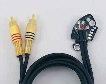 RCA-kabel voor Technics SL 1200 MK2 draaitafel gesoldeerd op zwarte print lengte 125 cm 1N