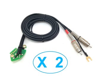 Par de cables de fono para tocadiscos Technics SL 1210 mk2 m3d mk5 m5g, RCA soldados con toma de tierra, 125 cm | mod.8V