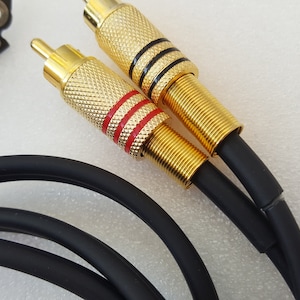 RCA-kabel voor Technics SL 1200 MK2 draaitafel gesoldeerd op zwarte print lengte 125 cm 1N afbeelding 5