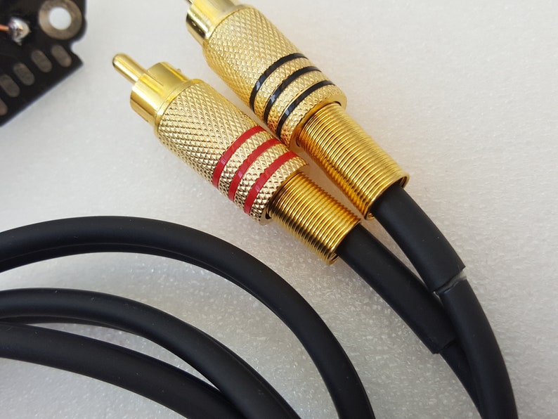 RCA-kabel voor Technics SL 1200 MK2 draaitafel gesoldeerd op zwarte print lengte 125 cm 1N afbeelding 5