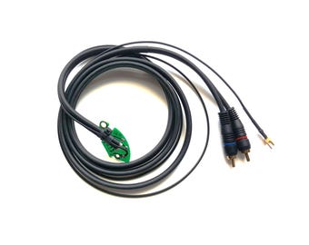 Cable de audio blindado de repuesto para tocadiscos Technics SL 1200 1210 mk2 mk3 m3d mk3d mk5 m5g mk5g mk6. Longitudes disponibles: 1 m, 1,5 m, 2 m y 2,5 m. Incluye clip para cable 3D.