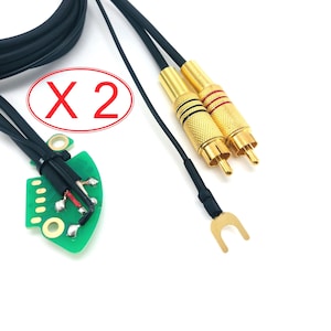 Paar Ersatz-Cinch-Audiokabel für Technics SL 1200, 1210, MK2, MK3, MK5 Plattenspieler, verlötet mit Erdung, 130 cm | Mod. 1V2