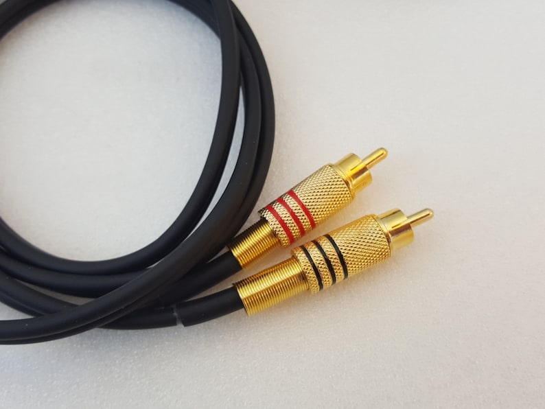 RCA-kabel voor Technics SL 1200 MK2 draaitafel gesoldeerd op zwarte print lengte 125 cm 1N afbeelding 7