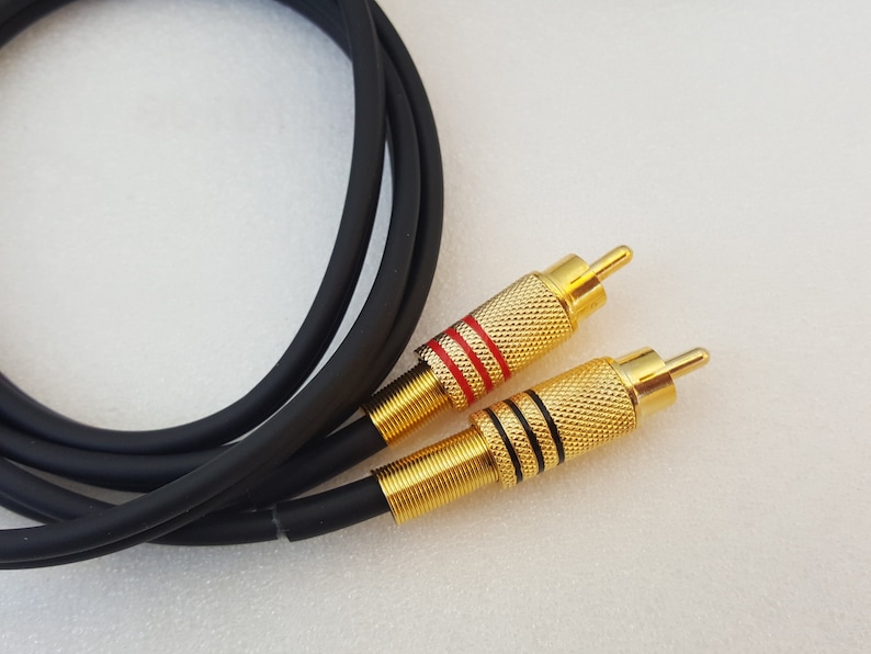 RCA-kabel voor Technics SL 1200 MK2 draaitafel gesoldeerd op zwarte print lengte 125 cm 1N afbeelding 6