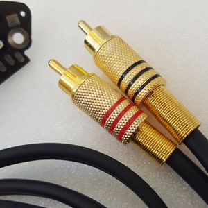 RCA-kabel voor Technics SL 1200 MK2 draaitafel gesoldeerd op zwarte print lengte 125 cm 1N afbeelding 4