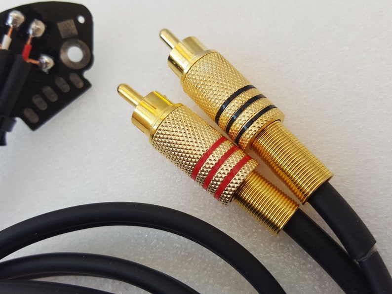 RCA-kabel voor Technics SL 1200 MK2 draaitafel gesoldeerd op zwarte print lengte 125 cm 1N afbeelding 4