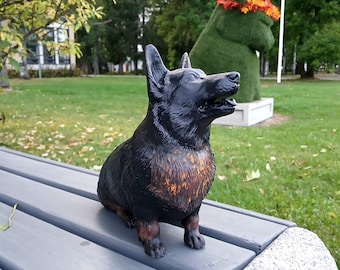 Welsh Corgi Cardigan Sculpture: Concrete Corgi Figurine