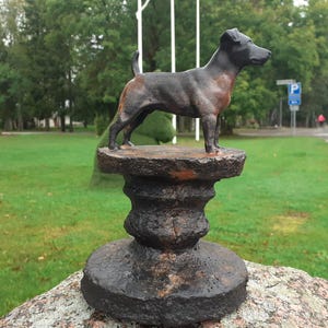 Jack Russell Sculpture: Concrete Garden Dog Statue