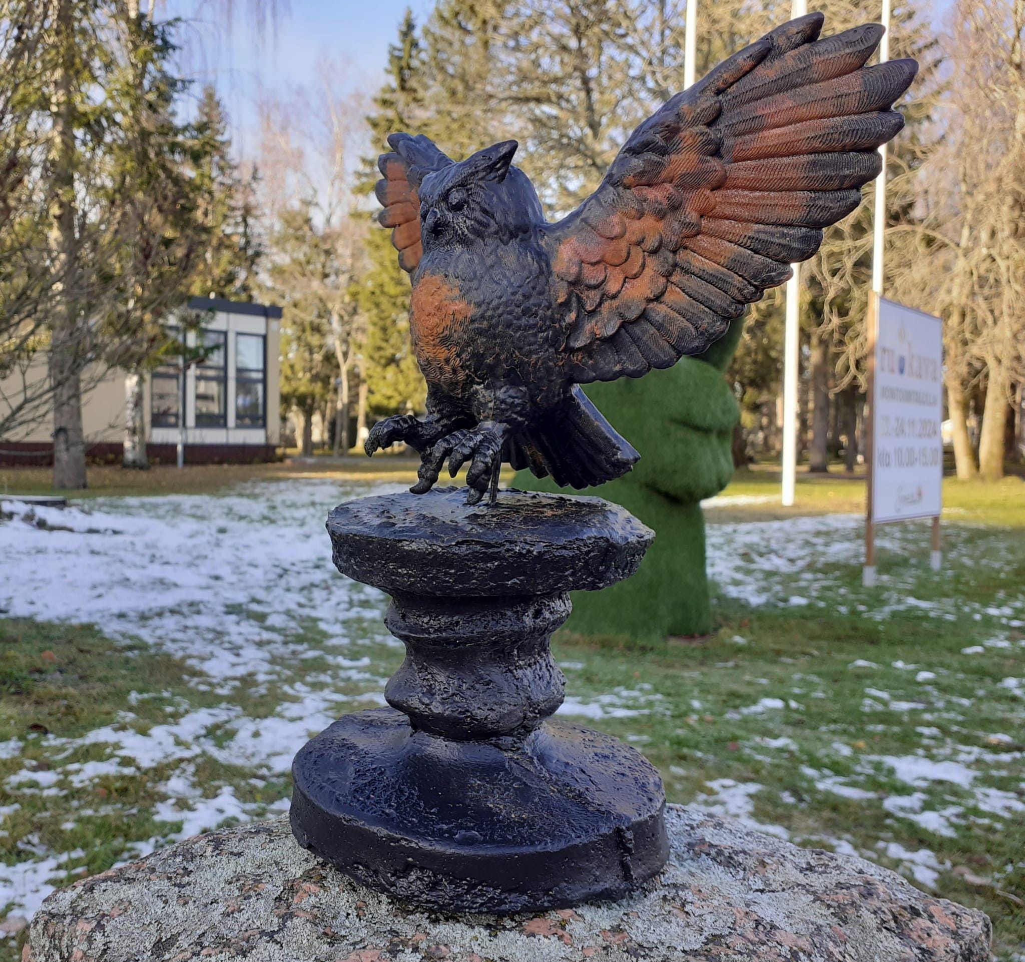 Owl figure, Antique sculpture, Old owl, Owl sculpture, old sculpture, rusty sculpture