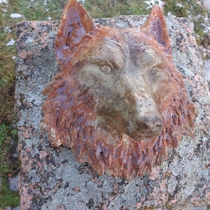 She-wolf, Red, red wolf, Antique wolf, old wolf, antique wolf sculpture, handmade wolf, wolf figure, rusty sculpture