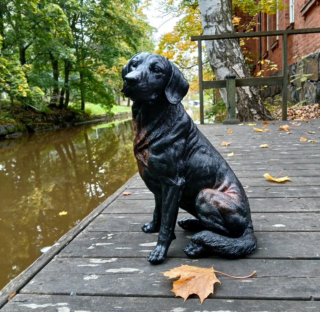 Handmade Antique Style Labrador Sculpture - 14 Inch Rusty Dog Figurine ...
