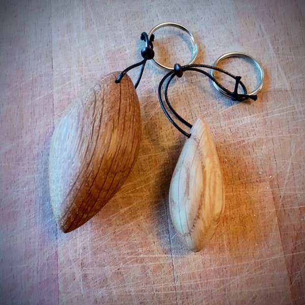 Irish Wooden Keyring OOAK Hand Whittled & Carved Unique Gift Upcycled Recycled Handmade Craft Present Christmas Gift Dad Wood Grained Oak