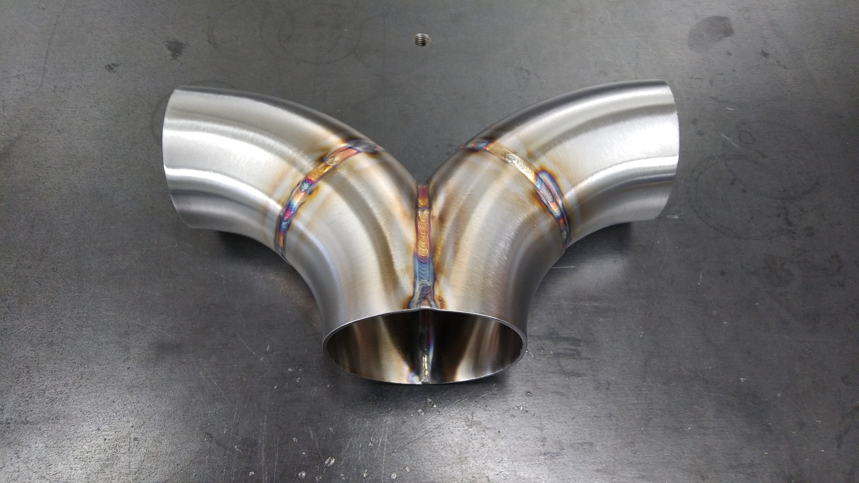 Merge collector dual 2.5" to single 3" .065 304 stainless tig welded exhaust turbo fabrication weld on fitting