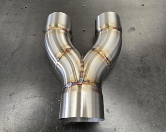 Merge collector dual 3&quot; to single 3.5 inch .065 304 stainless tig welded exhaust weld or clamp on fitting turbo fabrication