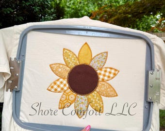 Sonnenblume Applikation Stickmuster | Sommer Stickdatei | Blumen Applikation digitaler Download | Stickdatei für die Nähmaschine PES DST |