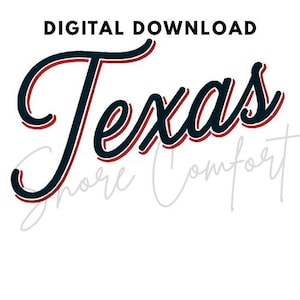 Texas Embroidery Design | Shadowed Script Font Machine Embroidery File | Custom State Name Download | PES DST |