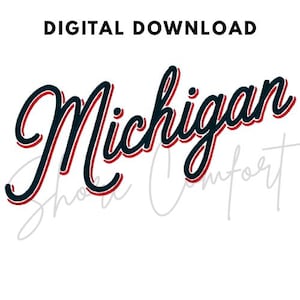 Michigan Embroidery Design | Shadowed Script Font Machine Embroidery File | Custom State Name Download | PES DST |