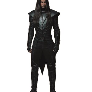 Set di armatura gotica in pelle nera: cosplay personalizzato da cavaliere medievale immagine 2