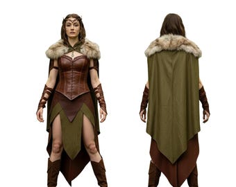 Handcrafted Elven DND Ranger Outfit for Women - Viking Huntress Fantasy Costume