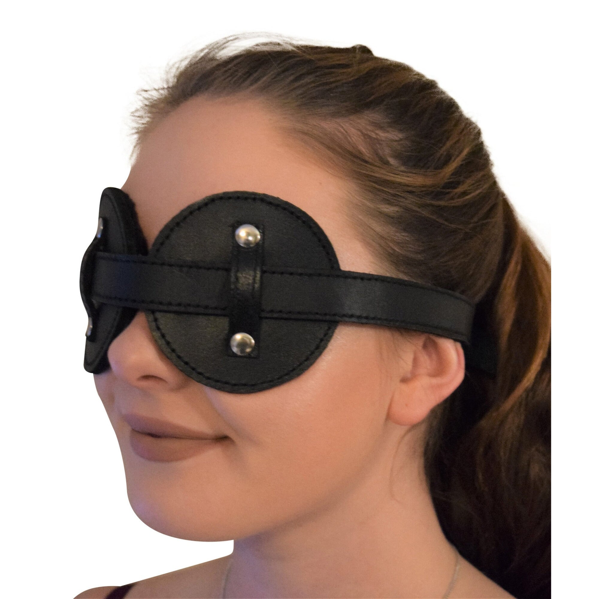 BDSM Leather Blindfolds Backed With Lambskin Leather Bondage 