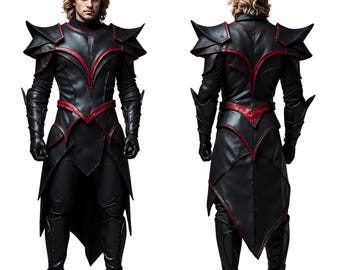 Handmade Dark Warlord Leather Armor Set: Viking Knight Costume