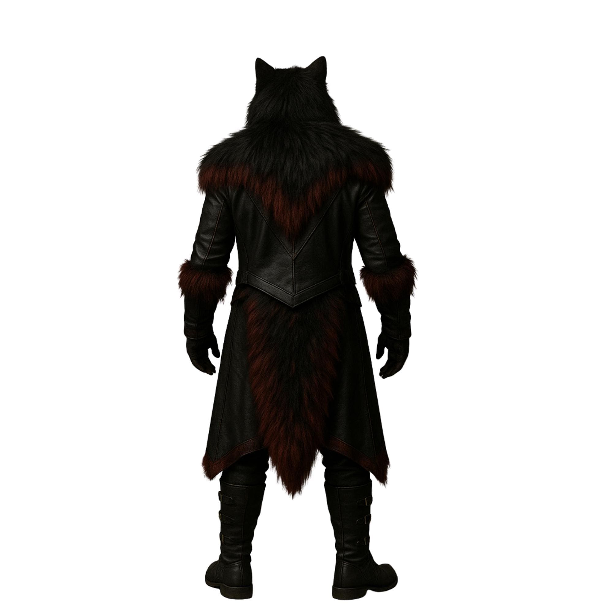Handcrafted Leather Werewolf Costume: Faux Fur Trim - Custom Fit