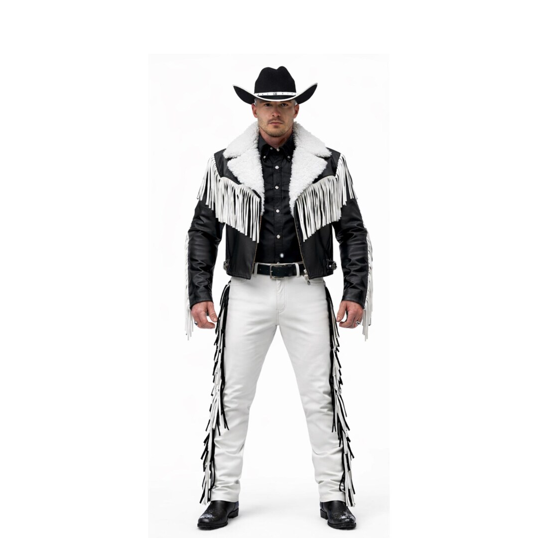 Handmade Gothic Cowboy Leather Jacket - Men's Westren Cowboy