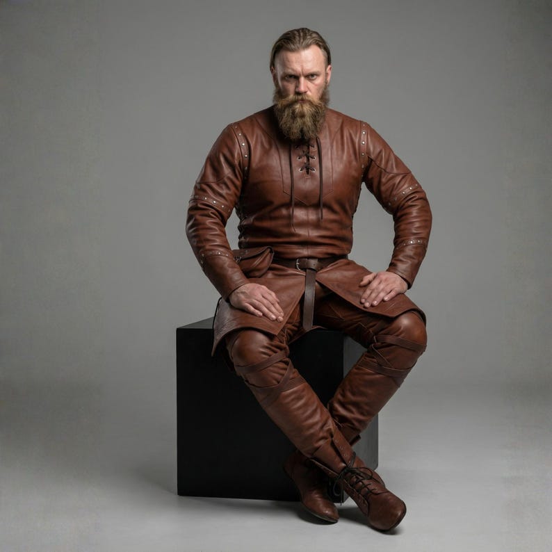 Handmade Viking Leather Tunic - Medieval Norse Warrior Costume - Gift ...