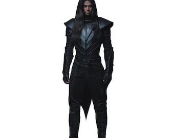 Black Leather Gothic Armor Set: Custom Medieval Knight Cosplay