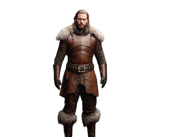 Handmade Leather Viking Costume with Fur: Renaissance Fair Armor