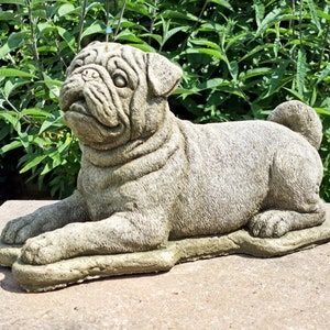 Playful Pug Stone Dog Statue