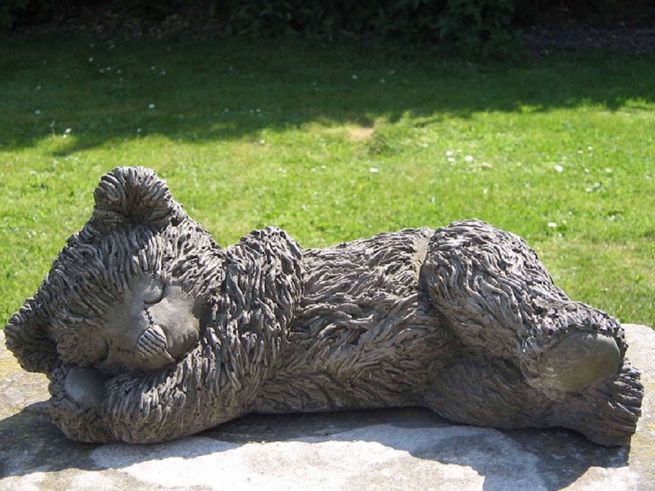 Sleeping Teddy Bear Garden Statue Etsy