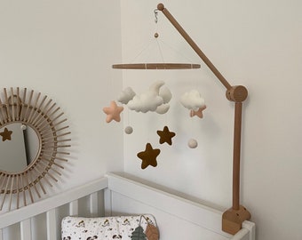 Baby mobile moon, clouds and stars, Baby mobile, Birth gift