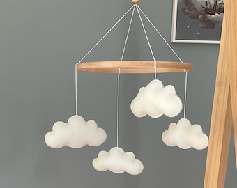 Mobile bébé nuages, mobile minimaliste, Baby mobile, Cadeau de naissance