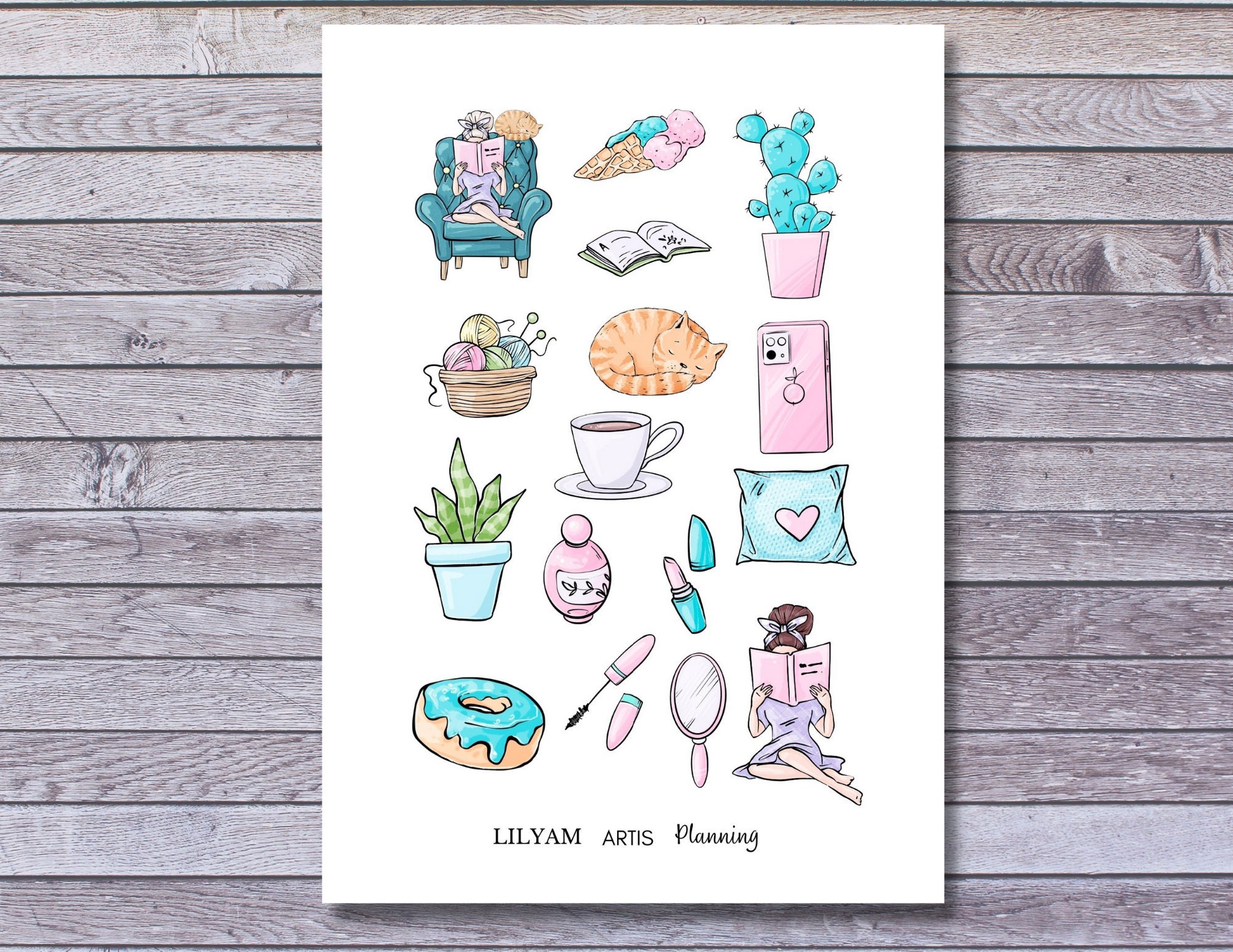 Printable Sticker Relaxation, Happy Planner, Erin Condren, Cricut, Pdf ...