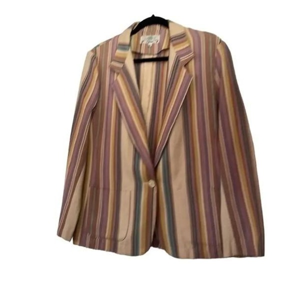 Orvis, Vintage Orvis 100% Cotton Striped Preppy Blazer Minimalist Women's Size 12