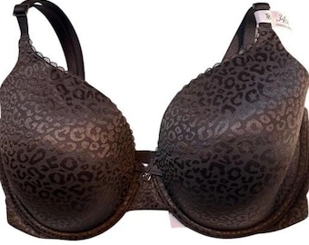 NWT Victoria's Secret Lightly Lined Bra Brown Leopard Print Underwire 34DDD