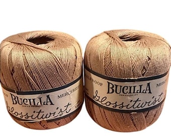 Bucilla Glossitwist Beige 18M Mercerized Cotton Yarn 2 Spools Lot 2906