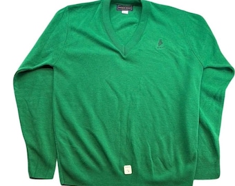 Vintage Andrew Rohan Men's Emerald Green V Neck "Maine" Sweater Size Medium (M)