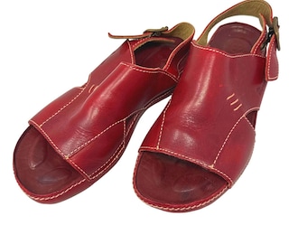 Sandały damskie Dr. Martens 5A82, czerwone, skórzane, z odkrytymi palcami i zapięciem na sprzączkę, rozmiar UK 6, US 7