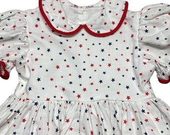 Robe bébé fille vintage patriotique 4 juillet Americana rouge blanc bleu étoiles