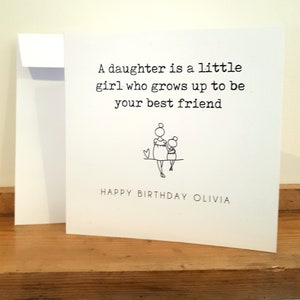 Daughter Birthday Card - Handmade and personalised with name - Mother and Daughter