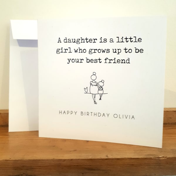 Daughter Birthday Card - Handmade and personalised with name - Mother and Daughter