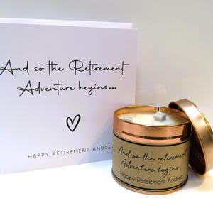 Personalised Retirement Card - Handmade Custom Card with Name, Retirement Card for Colleague, Boss, Friend or Family Card & Candle
